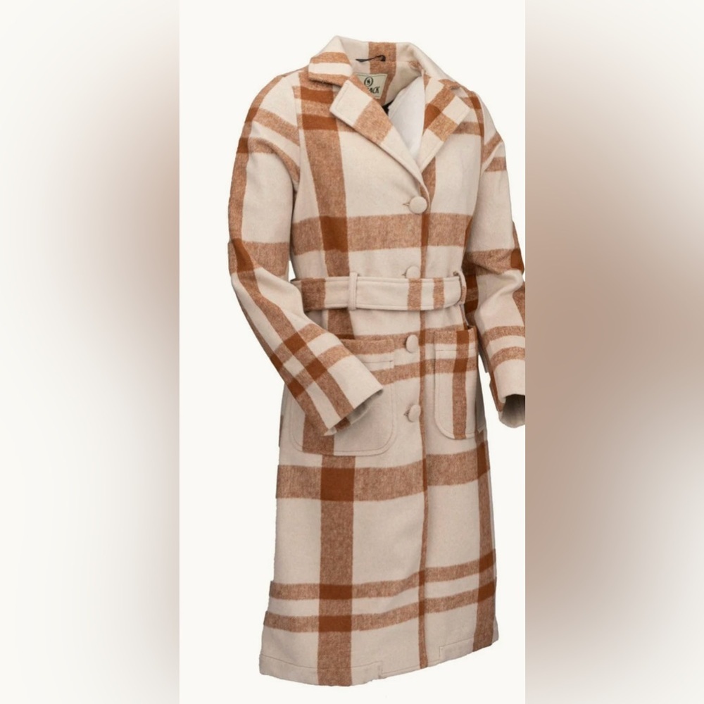 Plaid Belted Coat Outback Trading New​ - Picture 3 of 5